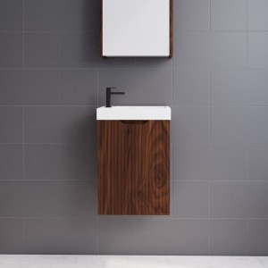 Vienna Brown oak Fluted Wall Hung Mini Vanity 450